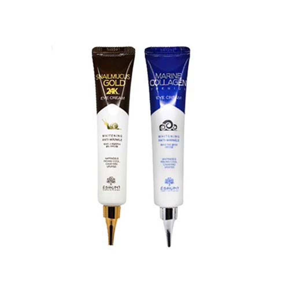 [ESHUMI] Eye Cream Set - Mucin for Hydration, 24K Gold, Hydrolyzed Collagen, Niacinamide & Adenosine for Whitening & Wrinkle Care - Made in Korea